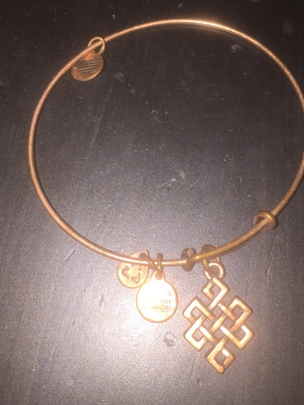 Gold-Tone Women's Knot Charm Bangle Bracelet